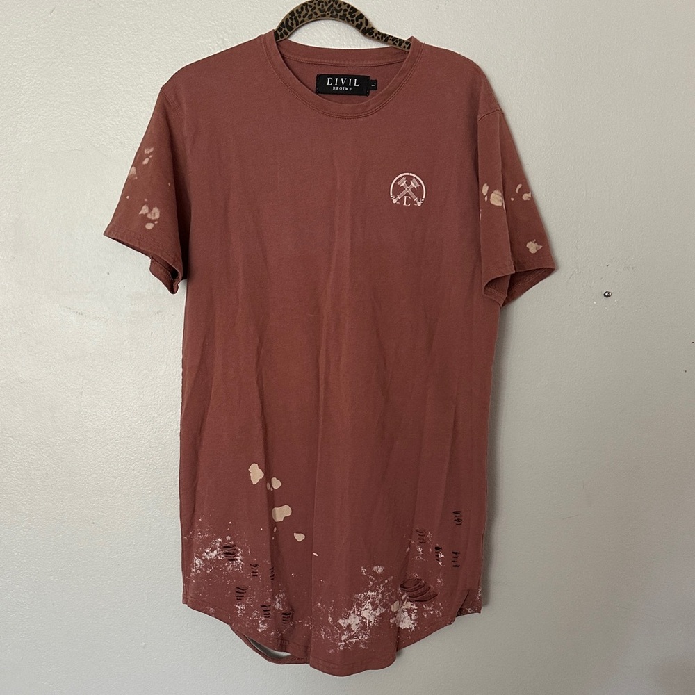 ENWL Women's Short Sleeve Distressed Tee - Rust